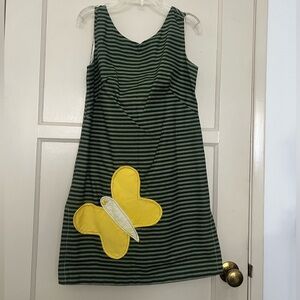 vintage mini striped dress with butterfly pocket, good condition, size s